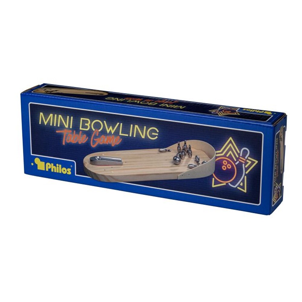 Mini Bowling – bordsspel i trä (framsida av förpackning)