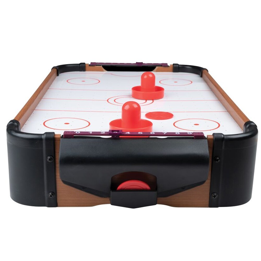 Närbild på Air Hockey spelplan med luftflöde för viktlös puck