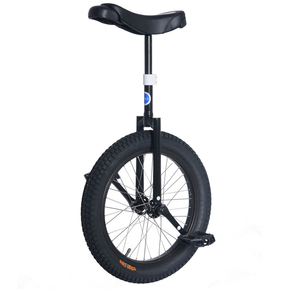 Svart Club Trials 19″ trialenhjuling med breda däck för nybörjare, perfekt för street, flatland och lätt Muni.