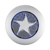 Vit Eurodisc Ultimate Star frisbee (175g) med tryck av en stjärna i svart och blått. Märkt som "100% Organic Disc"