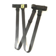 Ett par svarta GIBBON Shoulderstraps med justerbara spännen och en gul logotyp, framställda mot en vit bakgrund.