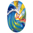 Oval Indo Board balansbräda (deck) i Bamboo Beach design med tropiskt motiv av solnedgång och stor blågrön våg