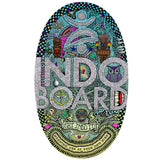 Oval Indo Board balansbräda (deck) i Doodle design med kaotisk, detaljerad grafik i starka färger. Har ankar- och ugglemotiv