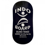 Indo Board balansbräda (deck) i mörk design med vit logotyp och text. Avsedd för balansträning