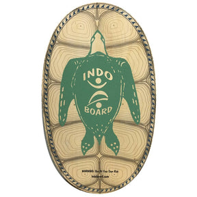 Oval Indo Board balansbräda (deck) i björkplywood med grön Sea Turtle/sköldpaddsdesign och halkfri yta