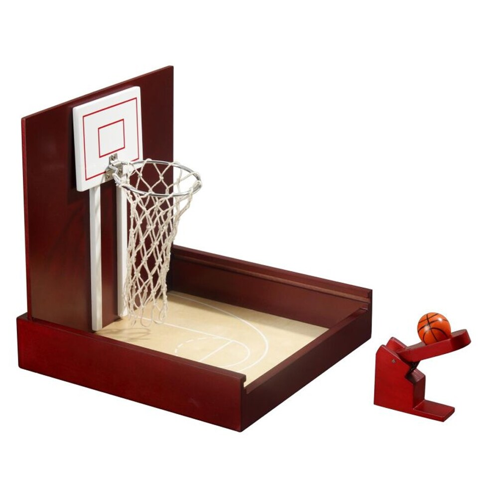 Mini Basketball – kompakt basketspel i hevea-trä uppställt för spel