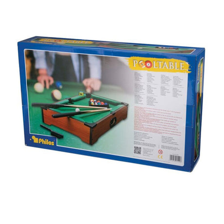 Baksida av förpackning till Pool Billiard med spelbeskrivning och innehåll