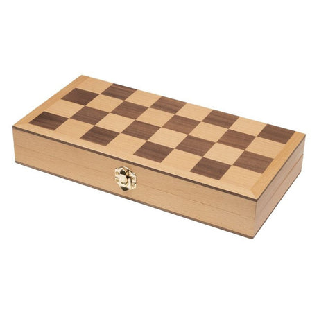 Schack Classic 33 mm – traditionellt schackset i trä med hopfällbart bräde och förvaring.