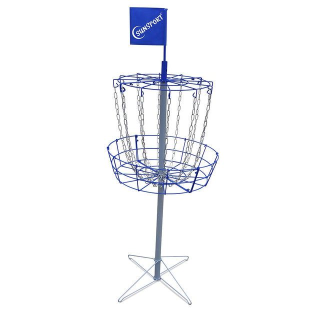 Discgolfkorg med flagga och disc – portabelt startset för nybörjare