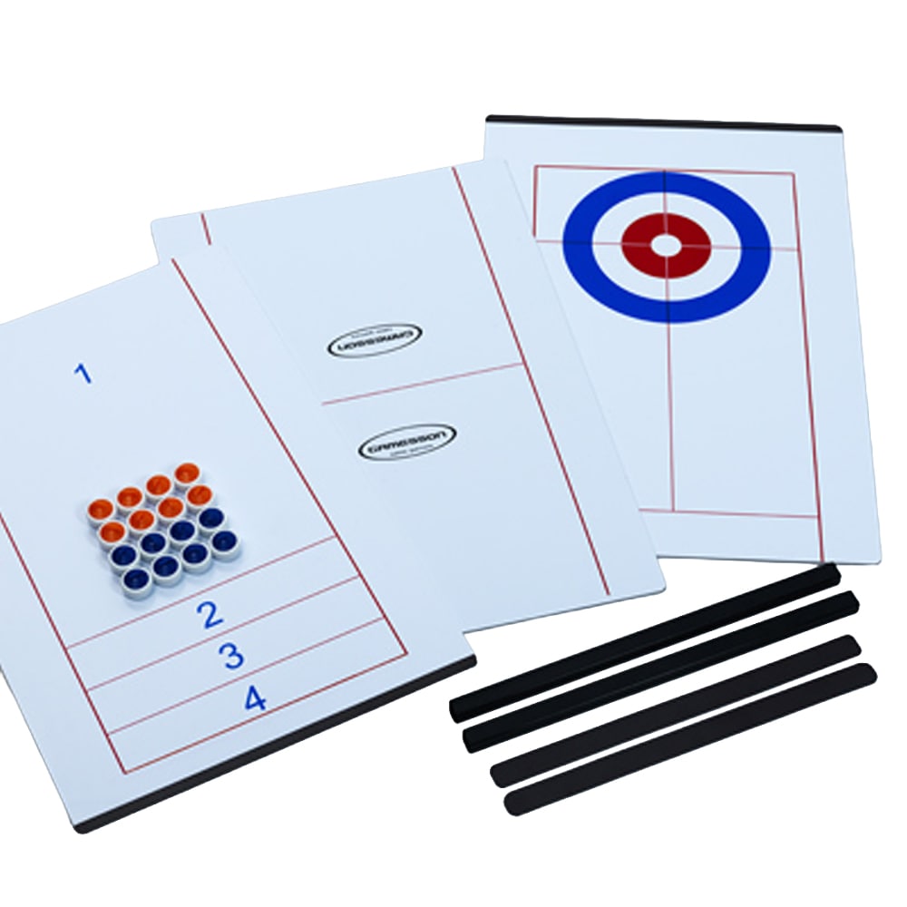 Shuffleboard & Curling – komplett set med spelmatta, puckar och tillbehör