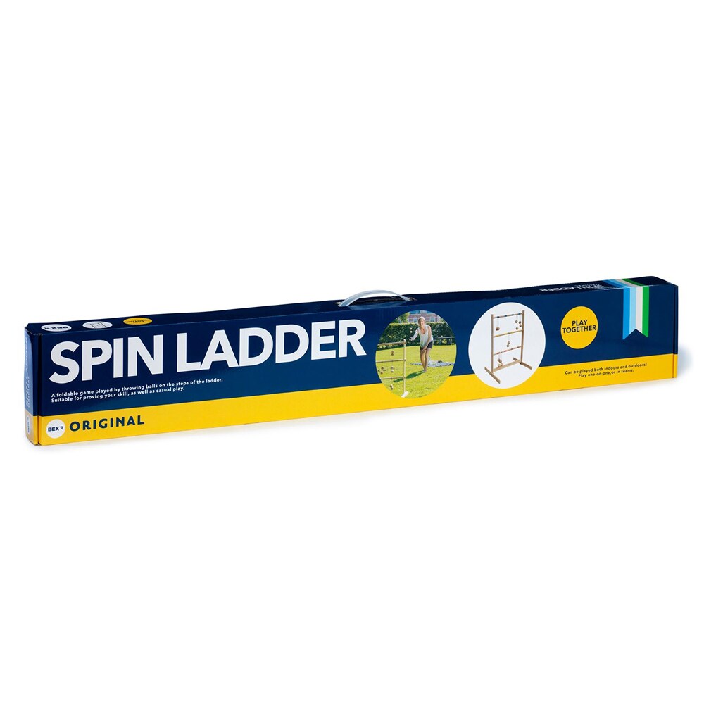 Förpackning till Spin Ladder Original – innehåller stege, bollpar och regler